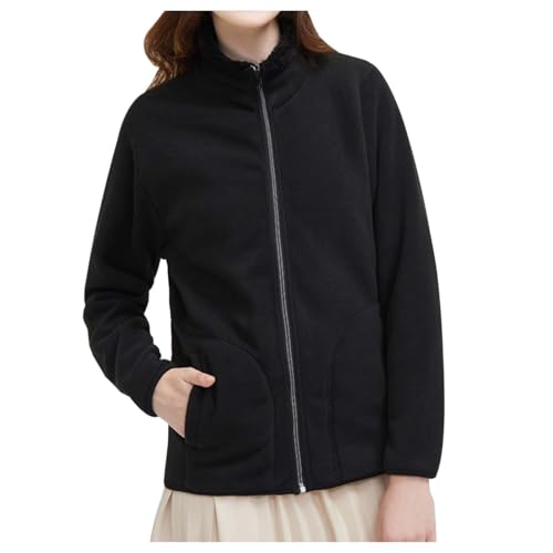 JokeLomple Damen Lange Sherpa-Jacke - Damen Polarfleecejacke Flauschjacke mit Reissverschluss Taschen Damen Weste mit Stehkragen Autumn Winter Warme Mantel Female Mantel Klassischer von JokeLomple