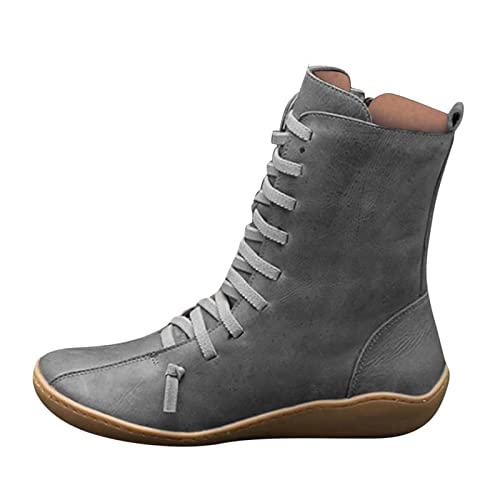 JokeLomple Damen Langschaft Schneestiefel - Wildleder Halbstiefel mit Blockabsatz Leder, Bequeme Schnüren Knöchel Wasserdicht Winterstiefel Barfuß, Zum Gehen, Wandern Unisex Country Western Stiefel JokeLomple Damen Langschaft Schneestiefel - Wildleder Halbstiefel mit Blockabsatz Leder, Bequeme Schnüren Knöchel Wasserdicht Winterstiefel Barfuß, Zum Gehen, Wandern Unisex Country Western Stiefel von JokeLomple