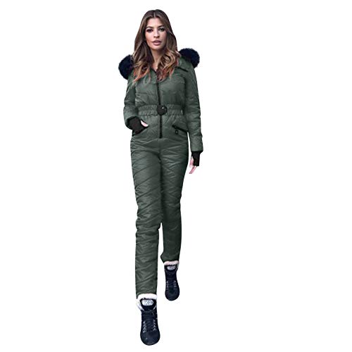 JokeLomple Damen Snowboard Skisuit - Skioverall Einteiler Wasserdicht Skianzug mit Kapuze Lässig Warmhalten Verdicken Skianzug Ski-Anzug Schnee Skifahren SäTze Skisuit Outdoor Winddichte Jumpsuit von JokeLomple