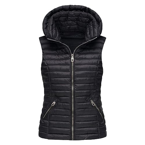 JokeLomple Daunenweste für Damen - Steppweste Leicht Ärmellos Hooded Freizeitweste Damen Long Puffer Vest Damen Fleece Winterweste Ärmellose Warm Lange Sportweste Frühlingsweste Leichte Warm von JokeLomple