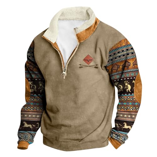 Herren Basic Sweatshirt - Oversized Sweatshirt für Herren Male Strickpullover mit Rundhals Hoodie T-Shirt Viertel-Reißverschluss Vintage Sweatshirt Herren Outdoor für Sport und Freizeit von JokeLomple