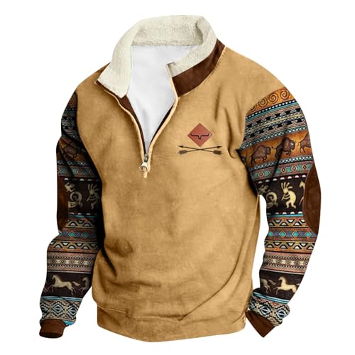 JokeLomple Herren Basic Sweatshirt - Sweatshirt Sweater Pullover Langarmshirt Pulli ohne Kapuze Lässiges Langärmeliges Top Viertel-Reißverschluss Vintage Sweatshirt für Männer Und Frauen von JokeLomple