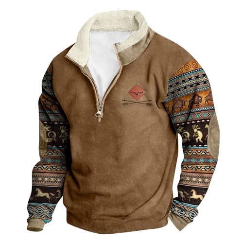 JokeLomple Herren Basic Sweatshirt - Sweatshirt Sweater Pullover Langarmshirt Pulli ohne Kapuze Lässiges Langärmeliges Top Viertel-Reißverschluss Vintage Sweatshirt für Männer Und Frauen von JokeLomple