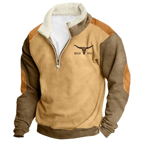 JokeLomple Herren Fleece-Sweatshirt - Herren Basic Langarmshirts Arbeitskleidung ohne Kapuze Raglan Herren Pullover Baumwollemischung Vintage Sweatshirt Herren Outdoor für Sport und Freizeit von JokeLomple