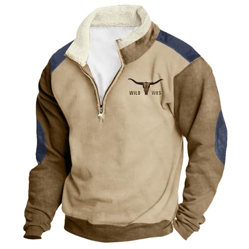 JokeLomple Herren Fleece-Sweatshirt - Herren Basic Langarmshirts Arbeitskleidung ohne Kapuze Raglan Herren Pullover Baumwollemischung Vintage Sweatshirt Herren Outdoor für Sport und Freizeit von JokeLomple