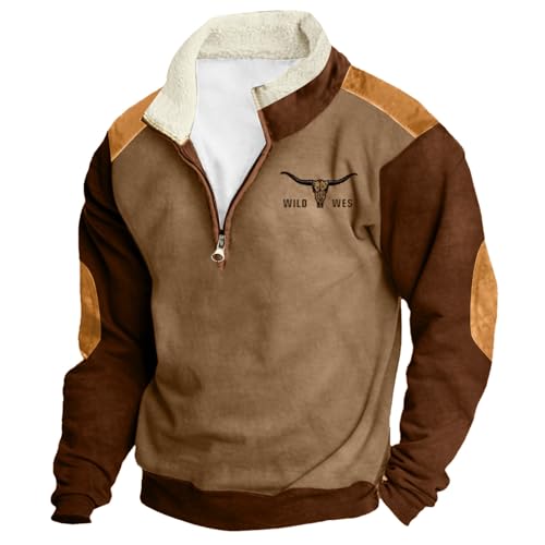 JokeLomple Herren Fleece-Sweatshirt - Herren Basic Langarmshirts Arbeitskleidung ohne Kapuze Raglan Herren Pullover Baumwollemischung Vintage Sweatshirt Herren Outdoor für Sport und Freizeit von JokeLomple