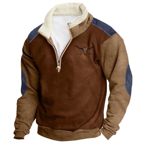 JokeLomple Herren Fleece-Sweatshirt - Herren Basic Langarmshirts Arbeitskleidung ohne Kapuze Raglan Herren Pullover Baumwollemischung Vintage Sweatshirt Herren Outdoor für Sport und Freizeit von JokeLomple