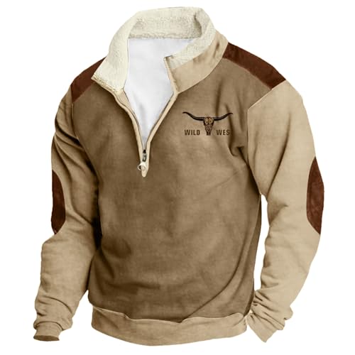 JokeLomple Herren Fleece-Sweatshirt - Herren Basic Langarmshirts Arbeitskleidung ohne Kapuze Raglan Herren Pullover Baumwollemischung Vintage Sweatshirt Herren Outdoor für Sport und Freizeit von JokeLomple