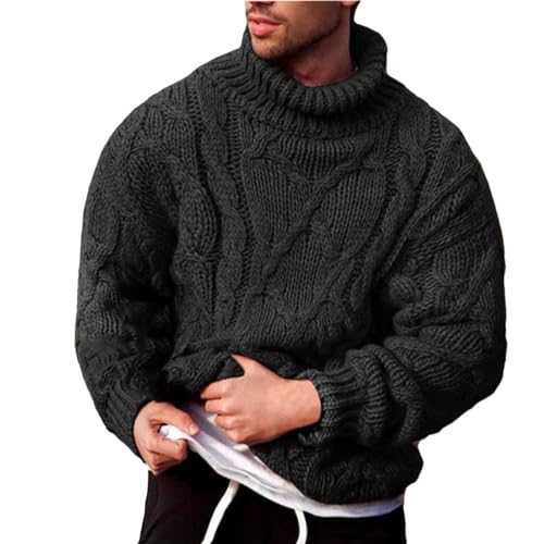 JokeLomple Herren Pullover - Herren Pullover Casual Top Langarm Winterpullover Design in Schmaler Passform Herren Knit Roll Neck Strickpullover Rollkragen Freizeit Sweater Männer von JokeLomple