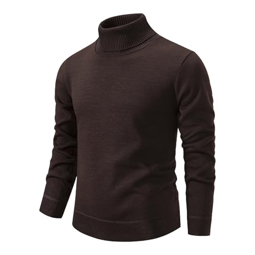 JokeLomple Herren Rollkragen Pullover - Herren Pullover Casual Top Leichter Arbeitspullover Lange Ärmel Herren Knit Roll Neck Strickpullover Einfarbig Autumn Winter Sweatshirts von JokeLomple