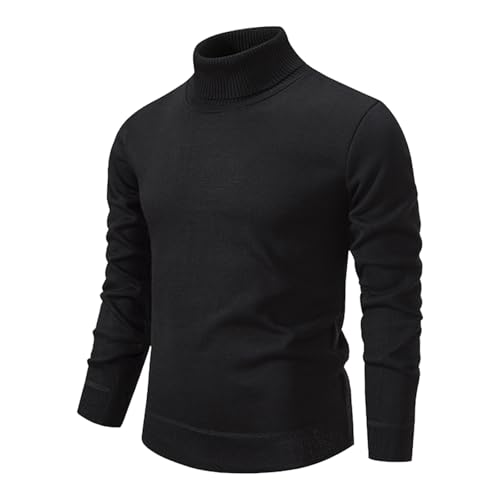 JokeLomple Herren Rollkragen Pullover - Herren Pullover Casual Top Leichter Arbeitspullover Lange Ärmel Herren Knit Roll Neck Strickpullover Einfarbig Autumn Winter Sweatshirts von JokeLomple