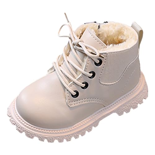JokeLomple Mädchen Boots - Breiter Zehe Wanderschuhe Gummistiefel Leder Kampfstiefel Warm Gefütterte Barfußschuhe Kinder Übergangsschuhe Sneaker Outdoor rutschfeste Winterschuhe von JokeLomple
