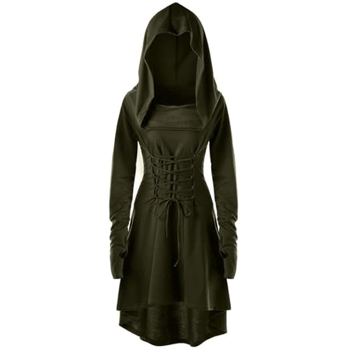 JokeLomple Mittelalter Kleid Mädchen - mit Trompetenärmel Gothic Kleider Bodenlang Schnürkleid Kostüm Viktorianisches Kleid Renaissance Kostüm Faschingskostüme Vampir Verbandkleid für Cosplay von JokeLomple