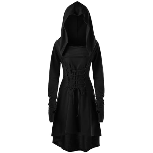 JokeLomple Mittelalter Kleid Mädchen - mit Trompetenärmel Gothic Kleider Bodenlang Schnürkleid Kostüm Viktorianisches Kleid Renaissance Kostüm Faschingskostüme Vampir Verbandkleid für Cosplay von JokeLomple