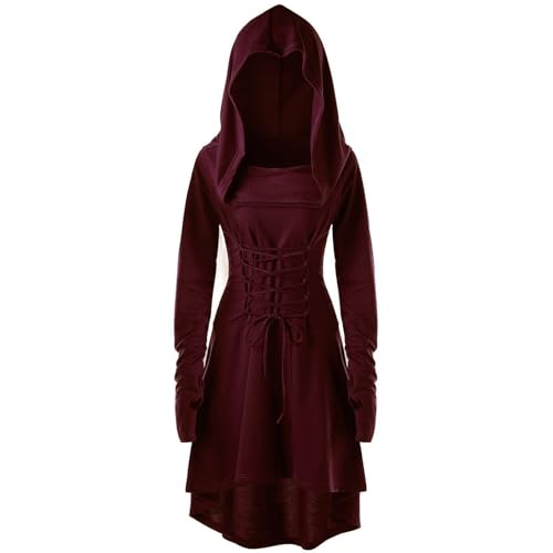 JokeLomple Mittelalter Kleid Mädchen - mit Trompetenärmel Gothic Kleider Bodenlang Schnürkleid Kostüm Viktorianisches Kleid Renaissance Kostüm Faschingskostüme Vampir Verbandkleid für Cosplay von JokeLomple