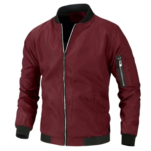 JokeLomple Reißverschluss Jacke für Herren - Mantel Herren Herbstjacke Herren mit Kapuze Lässiger Windbreaker Lederjacke Warmer Mantel Wasserdicht Winddicht Thermo Fahrradjacke von JokeLomple