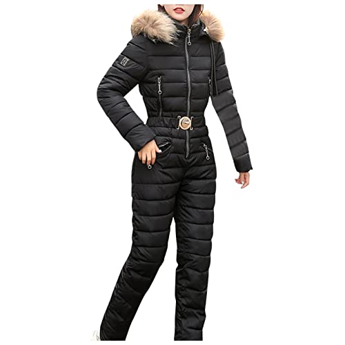 Schneeanzug Damen - Skioverall Schneeanzug Mode Hoodie Skijacke Ski-Anzug Dicker Ski-Anzug Schnee Winter-Overall One Piece Ski Suit Outdoor Sport Lässig Skisuit von JokeLomple