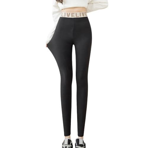 Thermo Leggings Damen - mit Innenfleece Hohe Taille Dehnbare Schlanke Jogginghose Verdickte Elegant Einfarbig Bauchkontrolle Yogahose Hosen für Outdoor Freizeit von JokeLomple