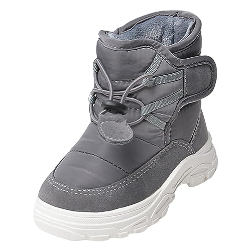 Winterstiefel Junge - Warme Gefüttert Schneestiefel Warm Gefütterte Wanderschuhe Leder Kampfstiefel Warm Gefütterte Barfußschuhe Kinder Halbhoch Stiefeletten Winter Outdoor Rutschfest Winterschuhe von JokeLomple