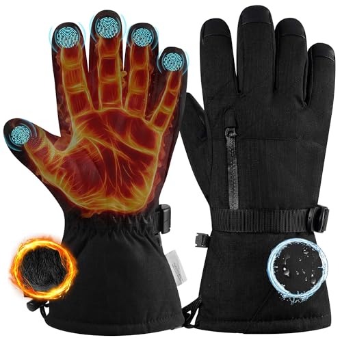 Jokisa Skihandschuhe Herren, Winterhandschuhe Verfügen über ein Doppellagiges Wasserdichtes Design, Warm und Winddicht, Snowboard Handschuhe Geeignet zum Skifahren, Schneemobilfahren und Wandern (M) von Jokisa