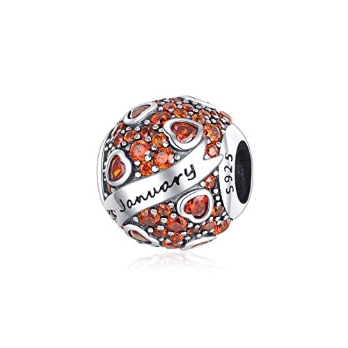 Jokmeo 925er Sterlingsilber Geburtsstein Charms Liebesherz Monat Geburtstag Bead Charm, Geburtsstein-Anhänger Mit Cubic Zirkon für Pandora-Armbänder Frauen Schmuck Geschenk von Jokmeo