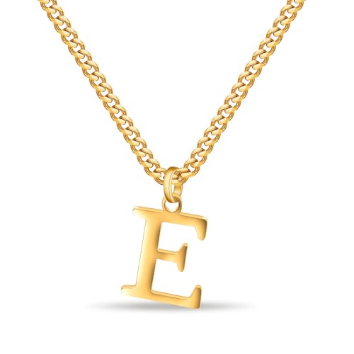 Jokmeo Goldkette mit Buchstaben E,14K Gold Vergoldet Initial Halskette,Edelstahl Kette mit E,Gold kettenanhänger kette für Damen Mädchen von Jokmeo