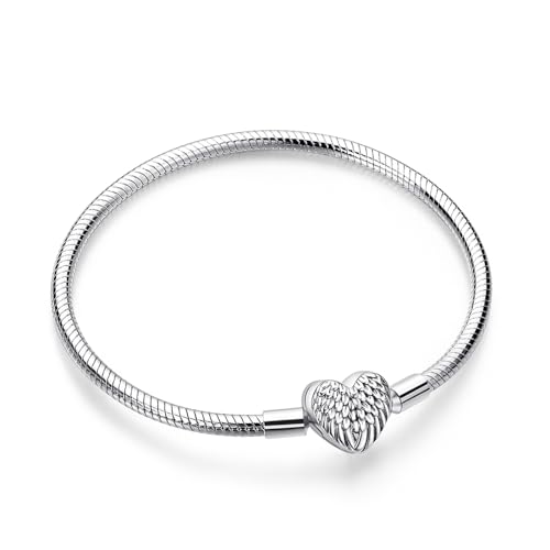 Jokmeo Schlangen-Gliederarmband 925 Sterling Silber Damen Armband für Charm Beads, Silberschmuck für Valentinstag Muttertag Geburtstags Weihnachten Geschenk für Frauen(Flügel,17cm) von Jokmeo