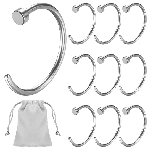 Jokureao 10stk Nasenring Fakes Set, Septum Ring Edelstahl ohne Loch, Nasenring Damen Mit Aufbewahrungstasche, Piercing Fake, 6mm/8mm Nasenpiercing Ring für Nostril, Ohr Lippe von Jokureao
