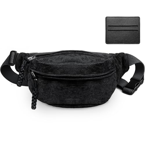 2 Stück Cordstoff Bauchtasche Set, Damen Bauchtasche aus Cord, Gürteltasche mit Kartenhalter Damen Herren, Verstellbare Hüfttasche für Reisen Festivals von Jokureao