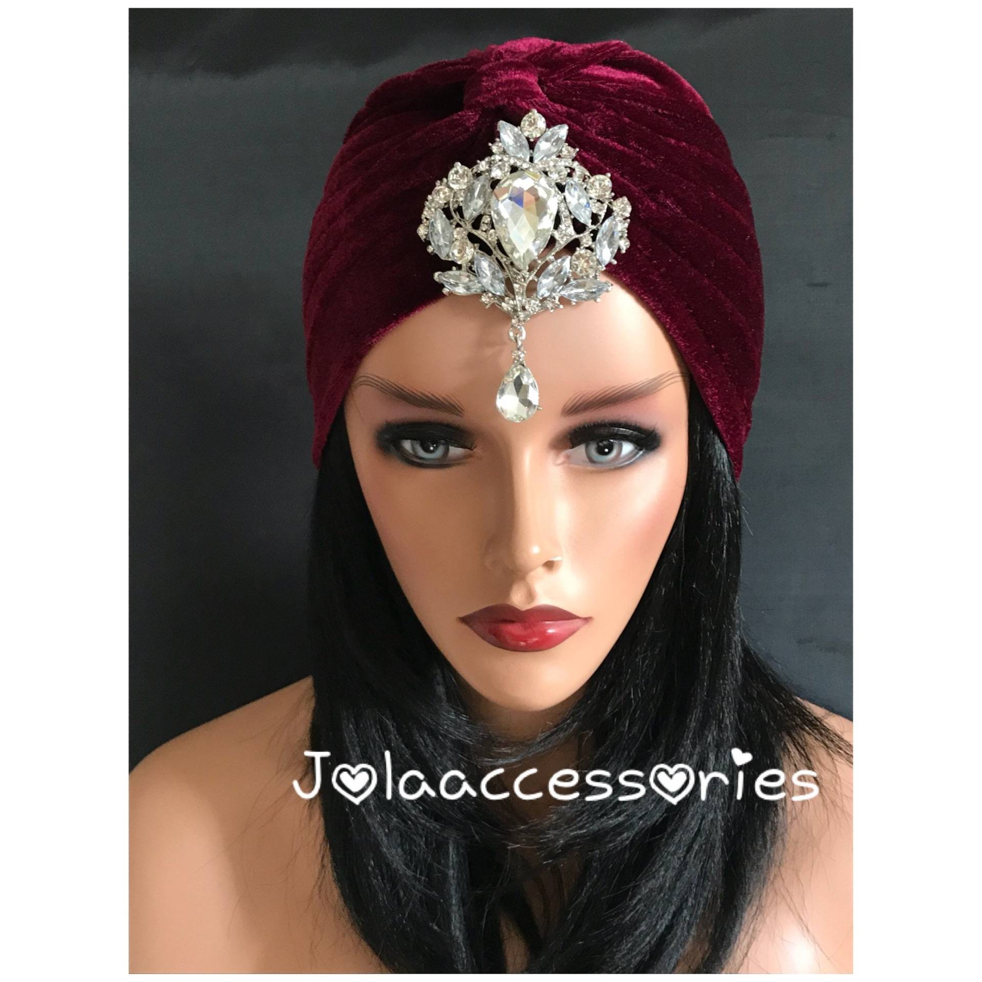 Burgunder Roter Strass Strassstein Turban Great Gatsby 1920S Kopfschmuck Flapper Art Deco Fascinator Vintage Style Gold von Jolaaccessories