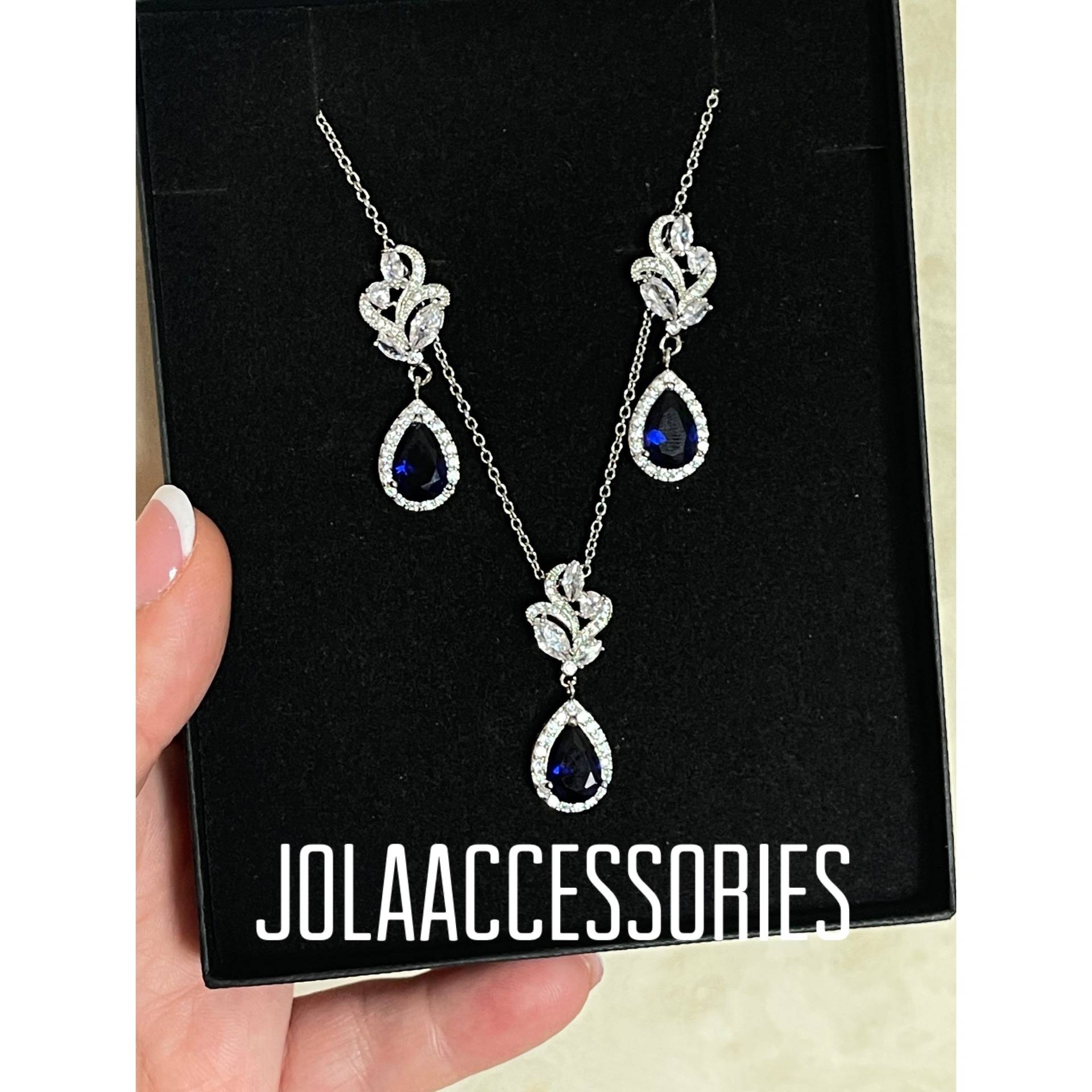 Sapphire Blau Brautohrringe Hochzeit Art Deco Gatsby Style Brautjungfer Vintage-Stil Brautschmuck Sapphire Uk von Jolaaccessories