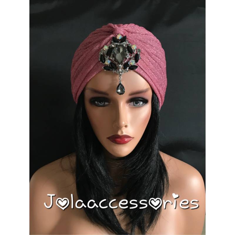 Vintage 1920Er Jahre Kopfschmuck Art Deco Fascinator Blush Rosa Strass Turban Mit Strasssteinen Bestickt von Jolaaccessories