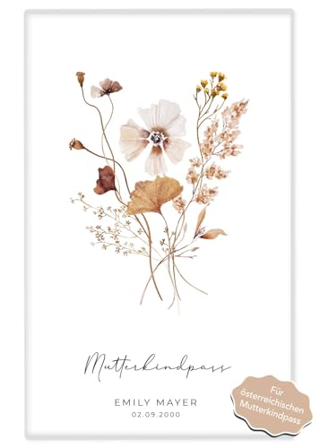 Joli Coon Mutter Kind Passhülle Österreich Herbstblume personalisiert - Mutterkindpass-Hülle Österreich - Mutterkindpass Hülle mit Name von Joli Coon