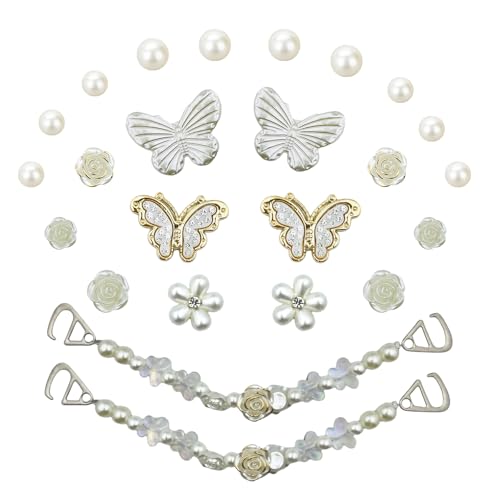 Premium-Schuhanhänger für Damen, 3D-Blumen- und Schmetterlings-Designs mit funkelnden Strasssteinen, Perlen und Kristallgliedern, DIY-Schuhschmuck-Zubehör für Mädchen, kreative und einzigartige Premium-Schuhanhänger für Damen, 3D-Blumen- und Schmetterlings-Designs mit funkelnden Strasssteinen, Perlen und Kristallgliedern, DIY-Schuhschmuck-Zubehör für Mädchen, kreative und einzigartige von JoliR Design