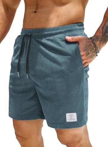 Jolicloth Kurze Hosen Herren Shorts Herren Sommer mit Taschen Cargo Shorts Elastischer Bund Baggy Jogginghose Herren Kurz Outdoor Freizeit Sporthose Blau XL von Jolicloth