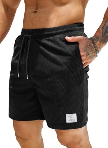 Jolicloth Kurze Hosen Herren Shorts Sommer Mit Taschen Cargo Shorts Elastischer Bund Jogginghose Kurz Outdoor Freizeit Sporthose Schwarz XL von Jolicloth