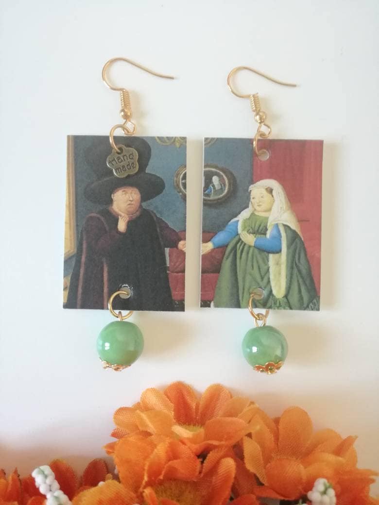 Botero Papier Ohrringe Mit Berühmten Oper Und Grüne Perle von JolieJoieCreazioni