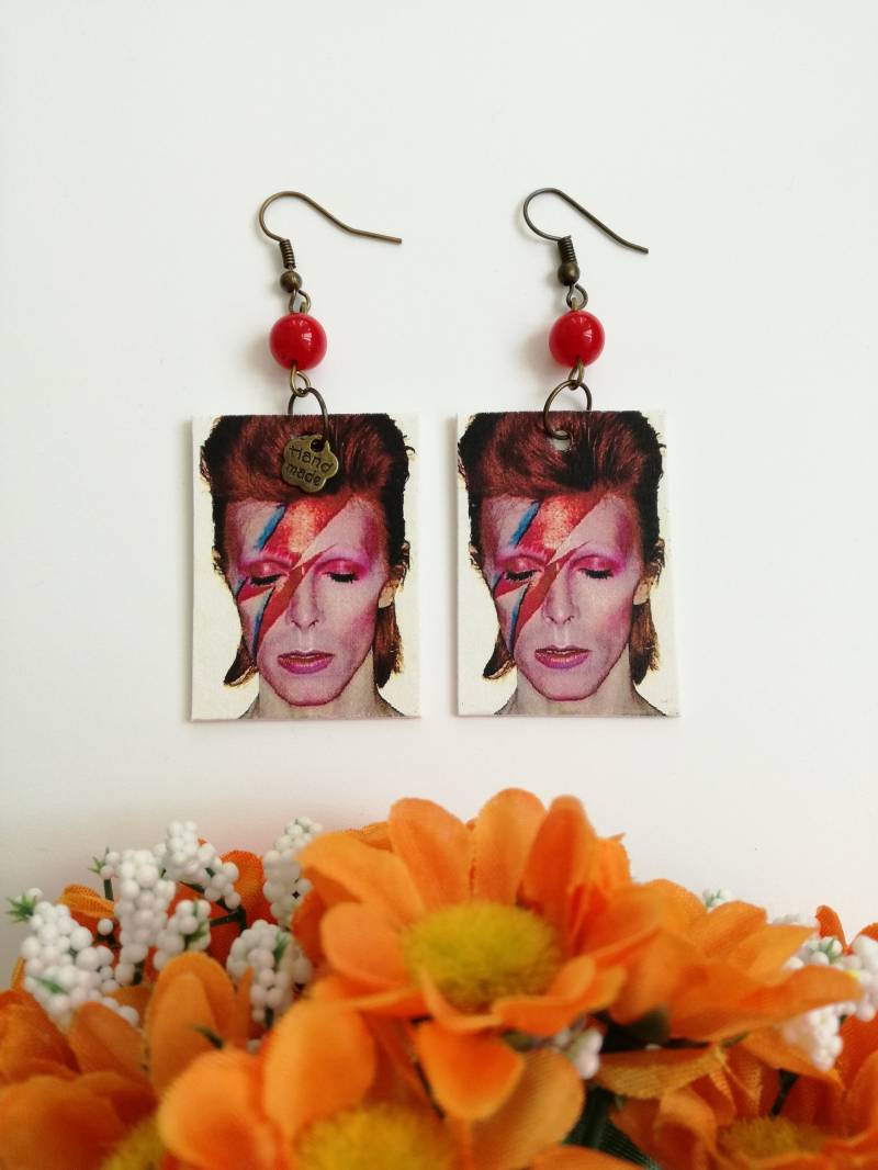 David Bowie Papier Rote Perle Ohrringe David Bowie Papier Rote Perle Ohrringe von JolieJoieCreazioni