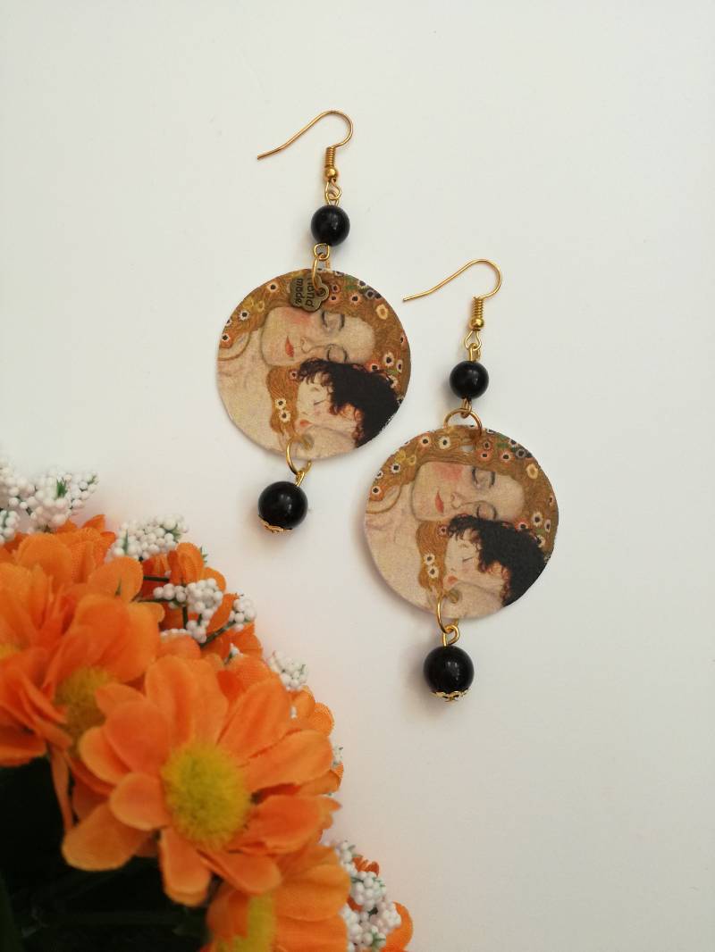 Gustav Klimts Mutterpass Ohrringe Anhänger Mit Black Pearl Gustav Klimts Mutterpass Ohrringe Anhänger Mit Black Pearl von JolieJoieCreazioni