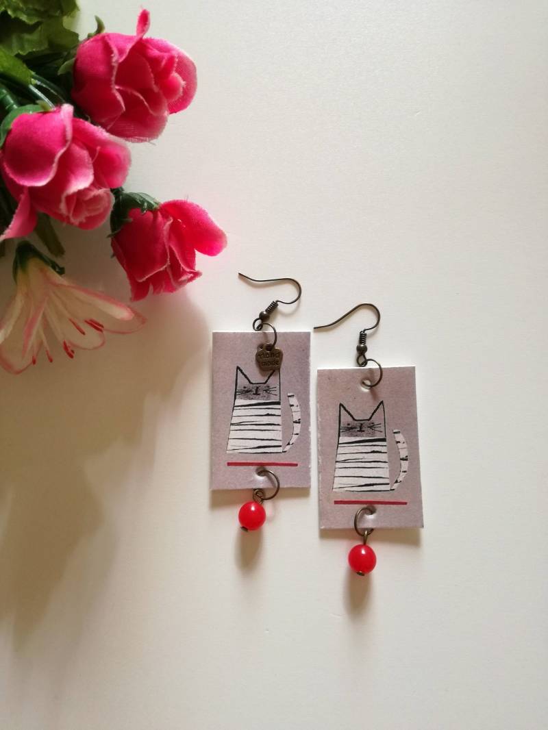 Niedlichen Papier Ohrringe Anhänger Für Liebhaber Der Katzen Niedlichen Papier Ohrringe Anhänger Für Liebhaber Der Katzen von JolieJoieCreazioni