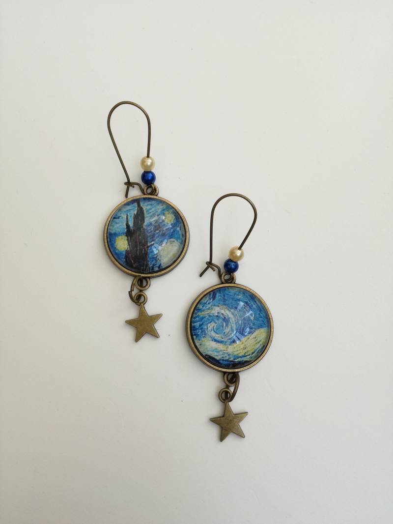 Van Gogh „sternennacht" Kamee-Ohrringe Mit Perlen Van Gogh „sternennacht" Kamee-Ohrringe Mit Perlen von JolieJoieCreazioni