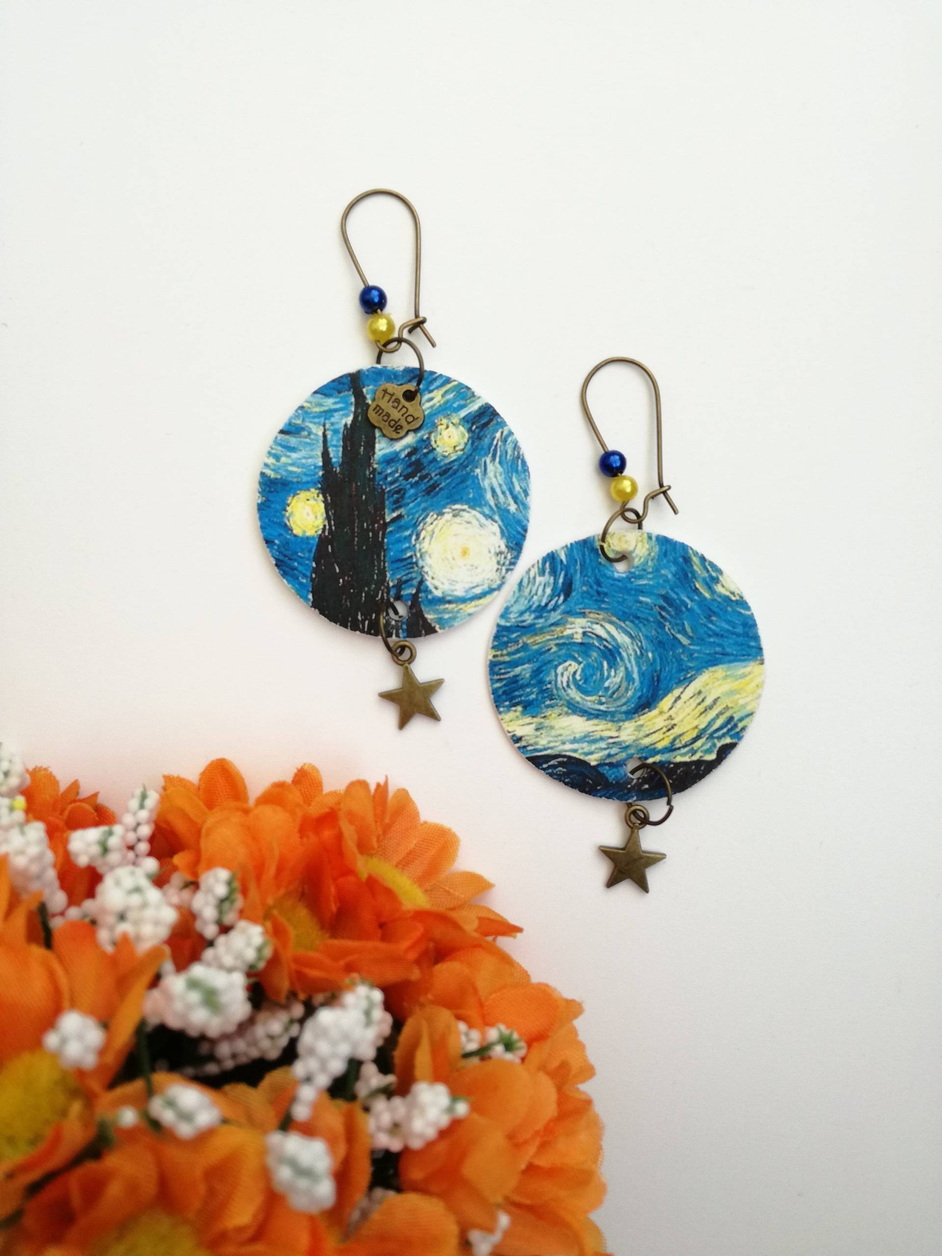 Van Gogh-Papierohrringe „Sternennacht" Mit Sternförmigem Anhänger Van Gogh-Papierohrringe „Sternennacht" Mit Sternförmigem Anhänger von JolieJoieCreazioni