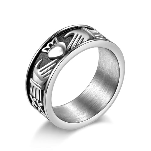 Joliernelle Edelstahl Claddagh Ring für Männer Engagement oder Ehering -Ringe mit Trinity Knot Größe 69 Joliernelle Edelstahl Claddagh Ring für Männer Engagement oder Ehering -Ringe mit Trinity Knot Größe 69 von Joliernelle