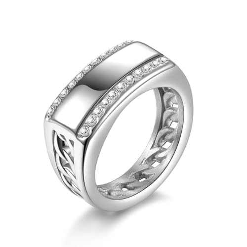 Joliernelle Edelstahl Gliederkettenring für Herren, modisches Band, Siegelring, Zirkonia-Ringe, Schmuck, Geschenk, Größe 62 Joliernelle Edelstahl Gliederkettenring für Herren, modisches Band, Siegelring, Zirkonia-Ringe, Schmuck, Geschenk, Größe 62 von Joliernelle