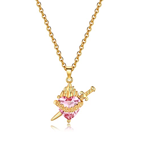 Joliernelle Unbeflecktes Herz Mariens Halskette für Damen mit Stein Mutter Jungfrau Maria Gebet Schmuck von Joliernelle