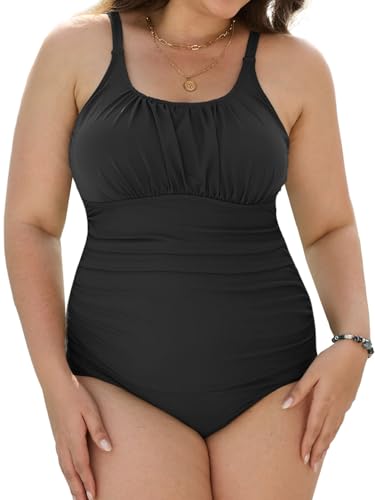 Joligiao Badeanzug Damen Badeanzug Große Größe Bauchweg Sexy Einteilige Bademode Sport Badebekleidung One Piece Push Up Badeanzüge U Ausschnitt Rücken Swimsuit Hoch Taillierte Monokini Strandmode von Joligiao
