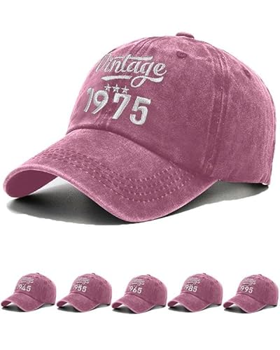 Joligiao Baseballkappe für Herren Damen Retro Baumwolle Baseballmütze Geburtstag Geschenke für Männer Vintage-Hut 30th-80th Verstellbar Snapback Mütze Caps Baseballkappe (weinrot-50th,Einheitsgröße) Joligiao Baseballkappe für Herren Damen Retro Baumwolle Baseballmütze Geburtstag Geschenke für Männer Vintage-Hut 30th-80th Verstellbar Snapback Mütze Caps Baseballkappe (weinrot-50th,Einheitsgröße) von Joligiao