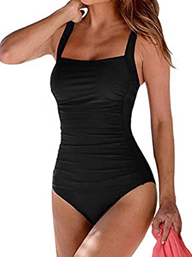 Joligiao Damen Neckholder Einteilige Strandmode Push Up Swimsuit Wickel Push Up Bademode Raffung Bauchweg Schlankheits Badeanzug von Joligiao