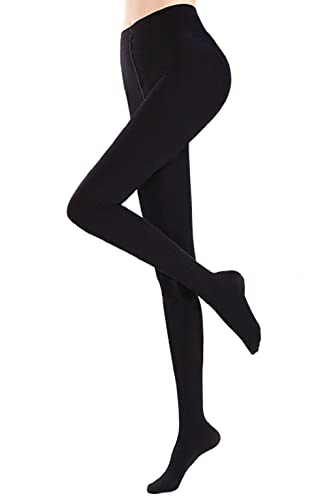 Joligiao Damen Strumpfhosen Thermo Strumpfhose Warme Winter Leggins mit Innenfleece Invisible Plüschstrümpfe Super Strech Pantyhose Hohe Taille Thermoleggins Blickdichte (Schwarz,S-M/50-60KG) von Joligiao