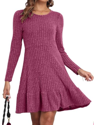 Joligiao Damen Winter Langarm Kleid Sexy Herbstkleid Daily Freizeitkleid Partykleid Elegant Midikleid Knit Bodycon Dress Strickkleid A-Line Swing Knielang Party Kleid Weinrot L Joligiao Damen Winter Langarm Kleid Sexy Herbstkleid Daily Freizeitkleid Partykleid Elegant Midikleid Knit Bodycon Dress Strickkleid A-Line Swing Knielang Party Kleid Weinrot L von Joligiao
